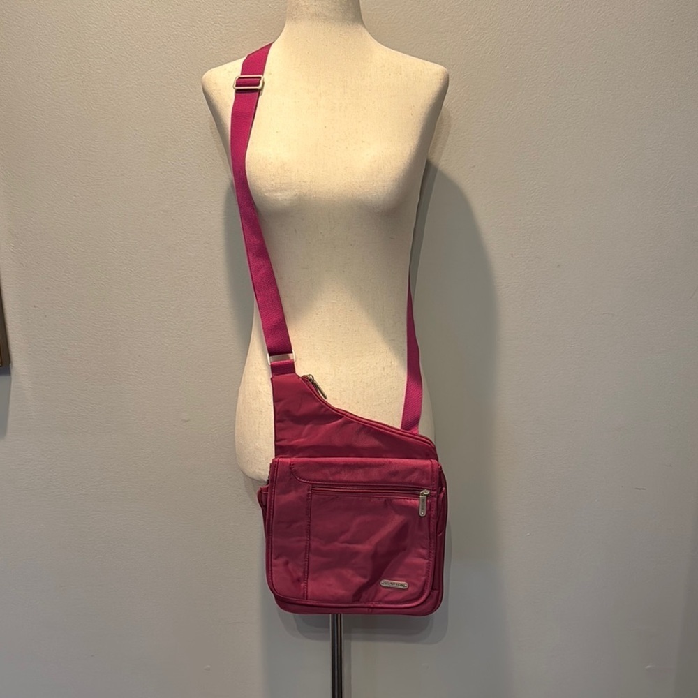 Travelon anti theft Pink nylon unisex Crossbody Bag EUC